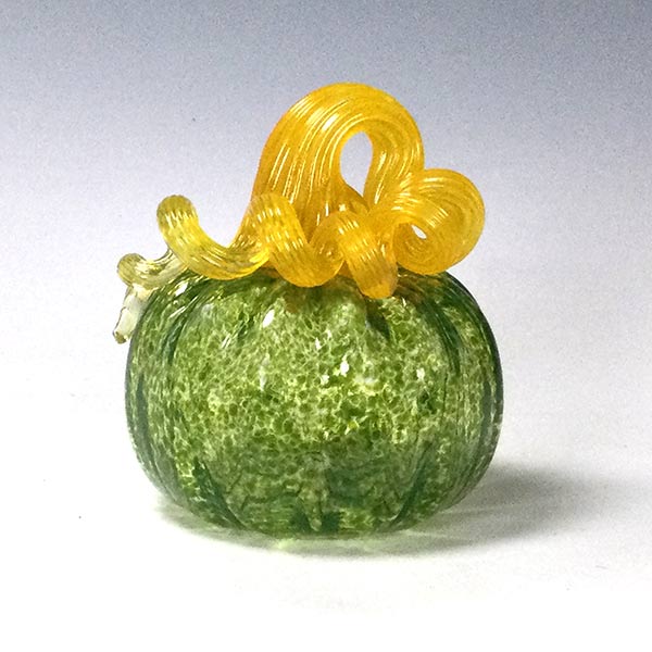 Glass Pumpkin Avocado Green Body with Mango Curly - Image 2